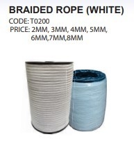 BRAIDED ROPE (WHITE)(SIZE 2MM, 3MM, 4MM, 5MM,6MM,7MM,8MM) T0200 Fishing Rope/Bag Fishing Net Penang, Malaysia, Bukit Mertajam Supplier, Importer, Supply, Supplies | Oceantac Sdn Bhd