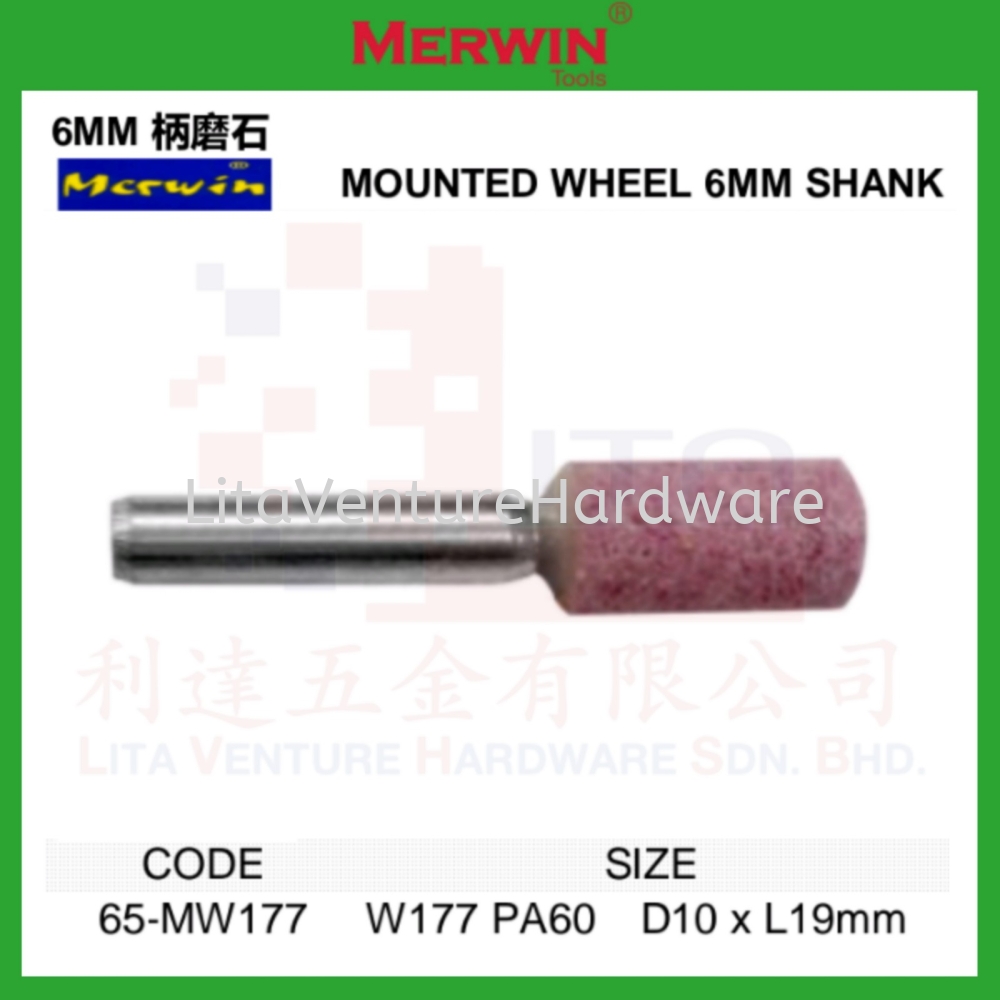 MERWIN BRAND MOUNTED WHEEL 6MM SHANK 65MW177