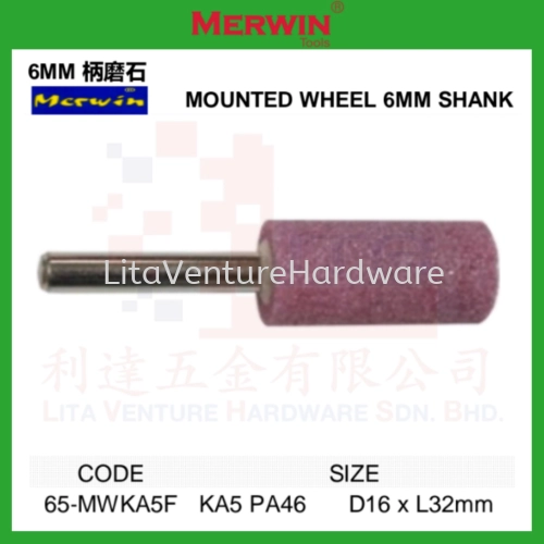 MERWIN BRAND MOUNTED WHEEL 6MM SHANK 65MWKA5F