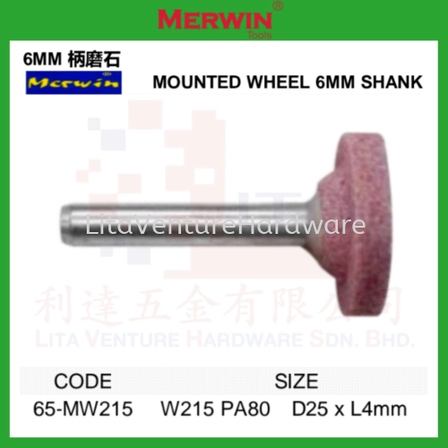 MERWIN BRAND MOUNTED WHEEL 6MM SHANK 65MW215