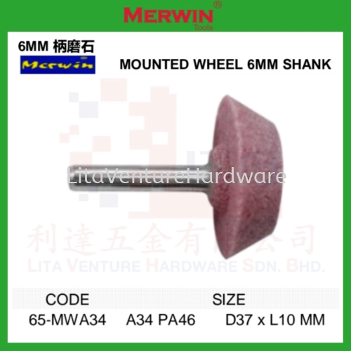 MERWIN BRAND MOUNTED WHEEL 6MM SHANK 65MWA34