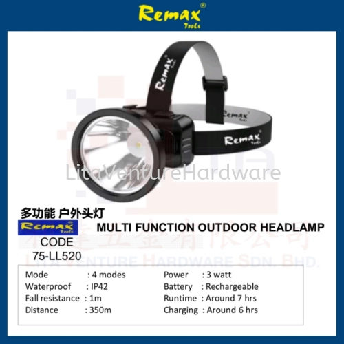 REMAX BRAND MULTI FUNCTION OUTDOOR HEADLAMP 75LL520