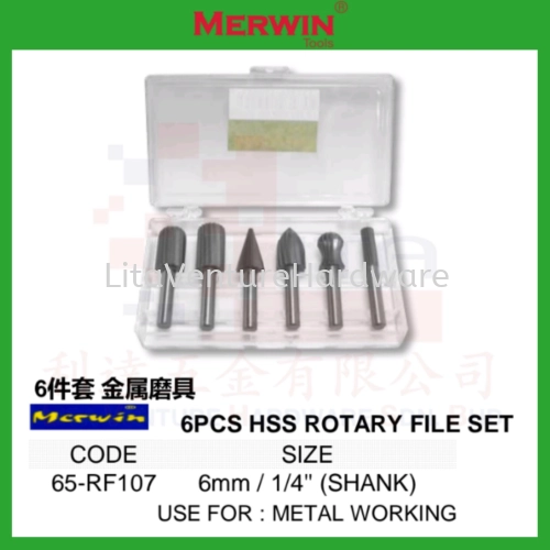 MERWIN BRAND 6PCS HSS ROTARY FILE SET 65RF107