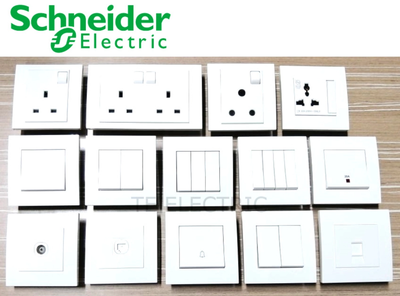 SCHNEIDER VIVACE 13A/15A /2 X 13A /20A /1G/2G/3G/4G/13A MULTI /CAT5E/6/TEL/TV/BELL/AUTOGATE SWITCH SOCKET AIRCOND HEATER