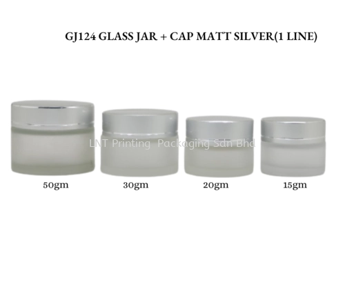 GJ124 GLASS JAR WITH LIGHT SILVER CAP (1LINE)