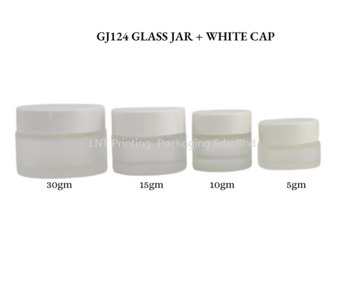 GJ124/Ml-W. 10gm-30gm Frosted Glass Jae With White Cap