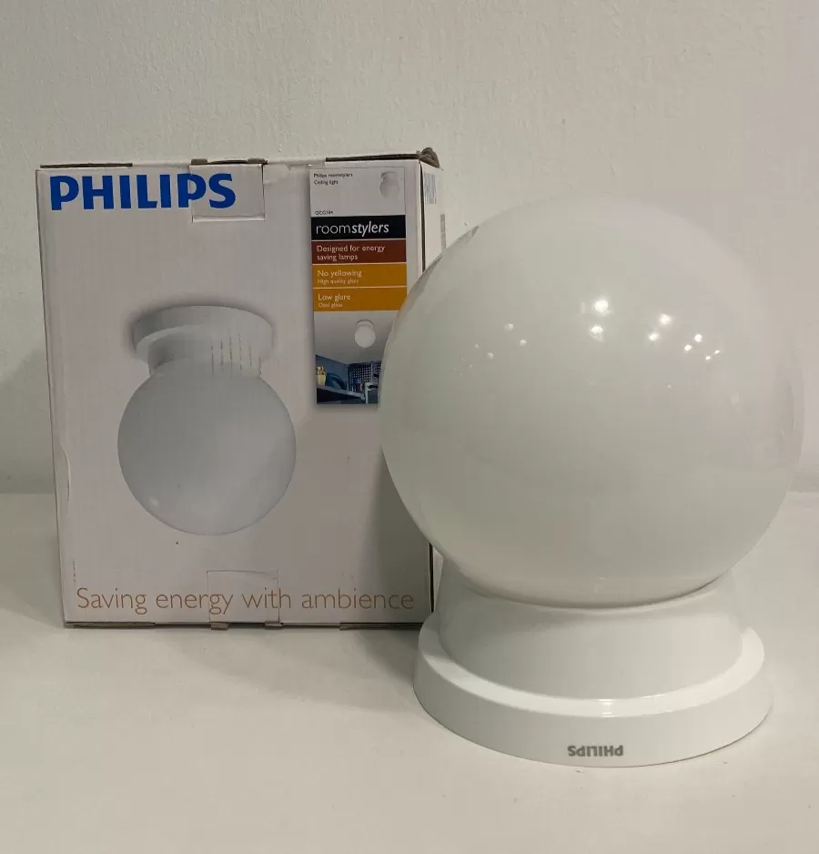 PHILIPS QCG304 E27 MAX40W WHITE CEILING LAMP COMES WITH PHILIPS 6W E27 6500K LED GLS BULB