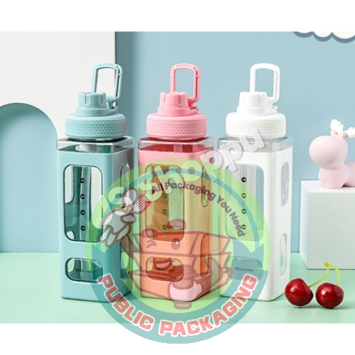 700 ML Creative Simple Portable Straw Plastic Water Cup / 便携带吸管塑料水杯 / 700ml Bottle / Botol