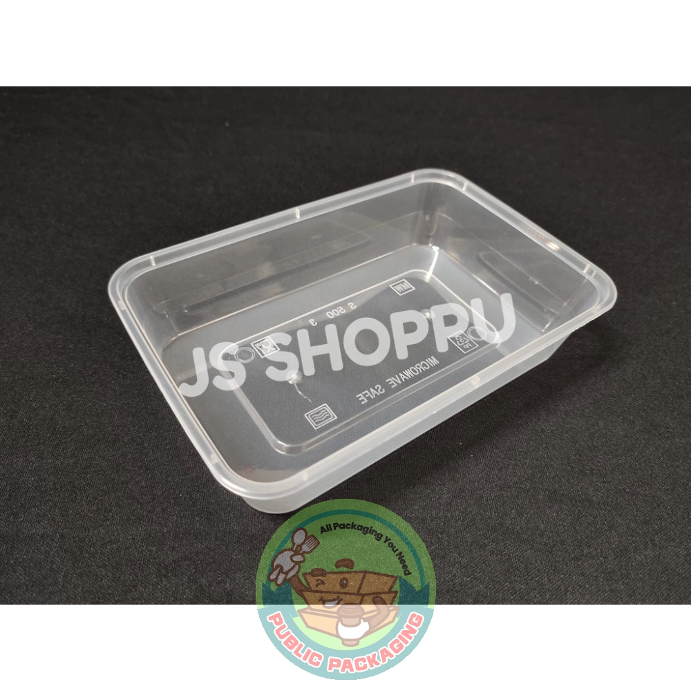 500ml Rectangular Plastic Disposable Food Container (50pcs+-)
