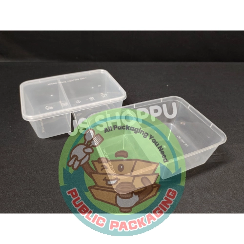 750 DS Two (2) Compartment Plastic Disposable Food Container (50pcs+-)