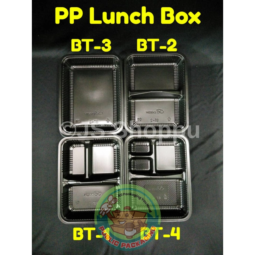 4 Compartment Lunch Box (50pcs卤) BT 4 / Disposable PP Lunch Box / Kotak Nasi