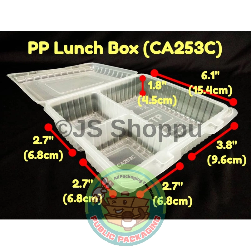 3 Compartment Lunch Box (50pcs卤) STP CA253C / Disposable PP Lunch Box / Kotak Nasi