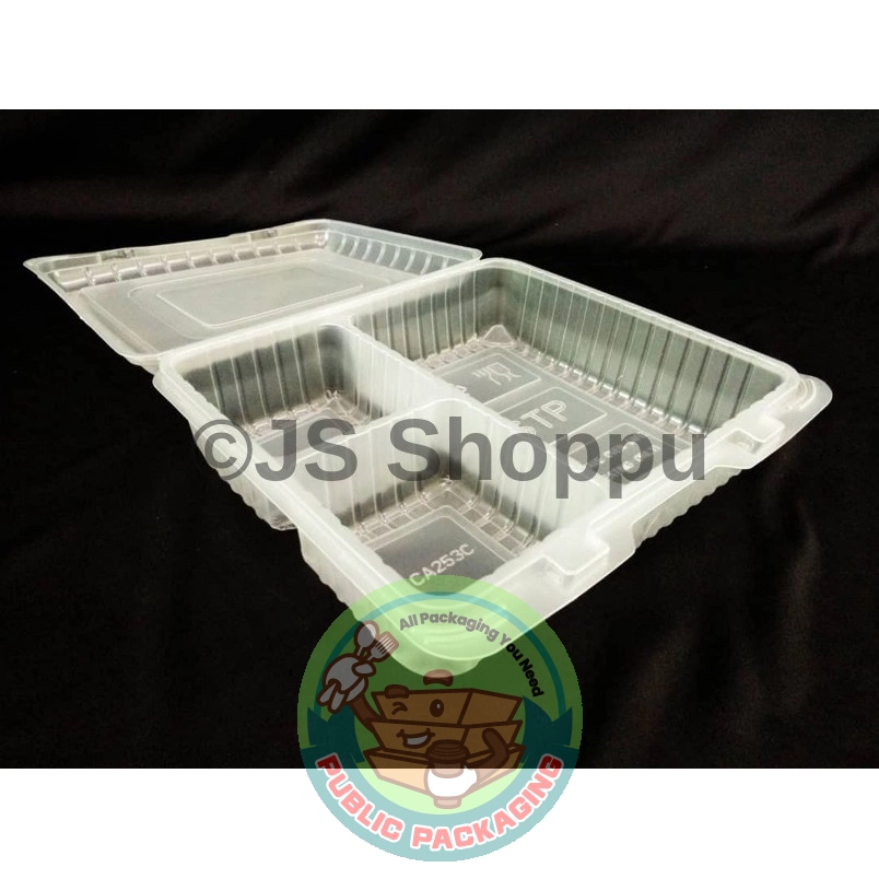 3 Compartment Lunch Box (50pcs卤) STP CA253C / Disposable PP Lunch Box / Kotak Nasi