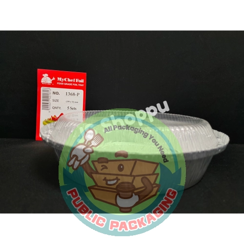 1368-P Aluminium Foil Tray with Clear Lid (5 sets 卤) Bulat / Round My Chef Foil Tray 1368 - P