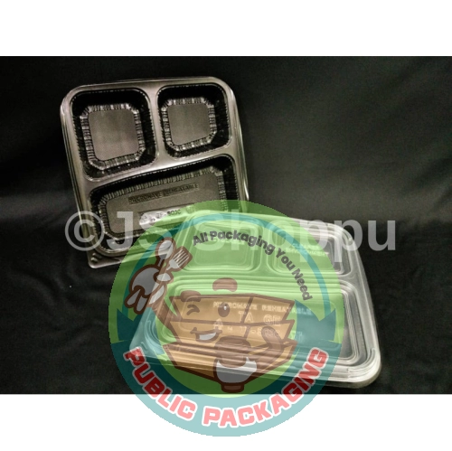 3 Compartment Lunch Box (50pcs卤) SQ3C / Disposable PP Lunch Box / Kotak Nasi