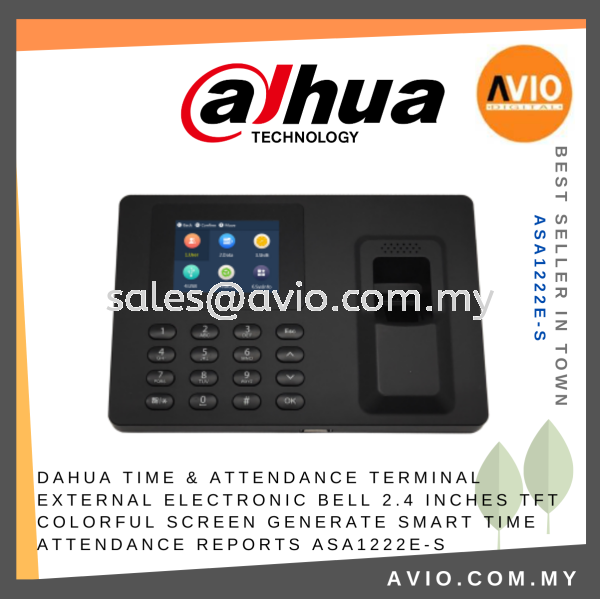 Dahua Time Attendance Control Terminal Fingerprint & Password Support Electronic Bell 2.4" Colorful Screen ASA1222E-S DOOR ACCESS CONTROL DAHUA Johor Bahru (JB), Kempas, Johor Jaya Supplier, Suppliers, Supply, Supplies | Avio Digital