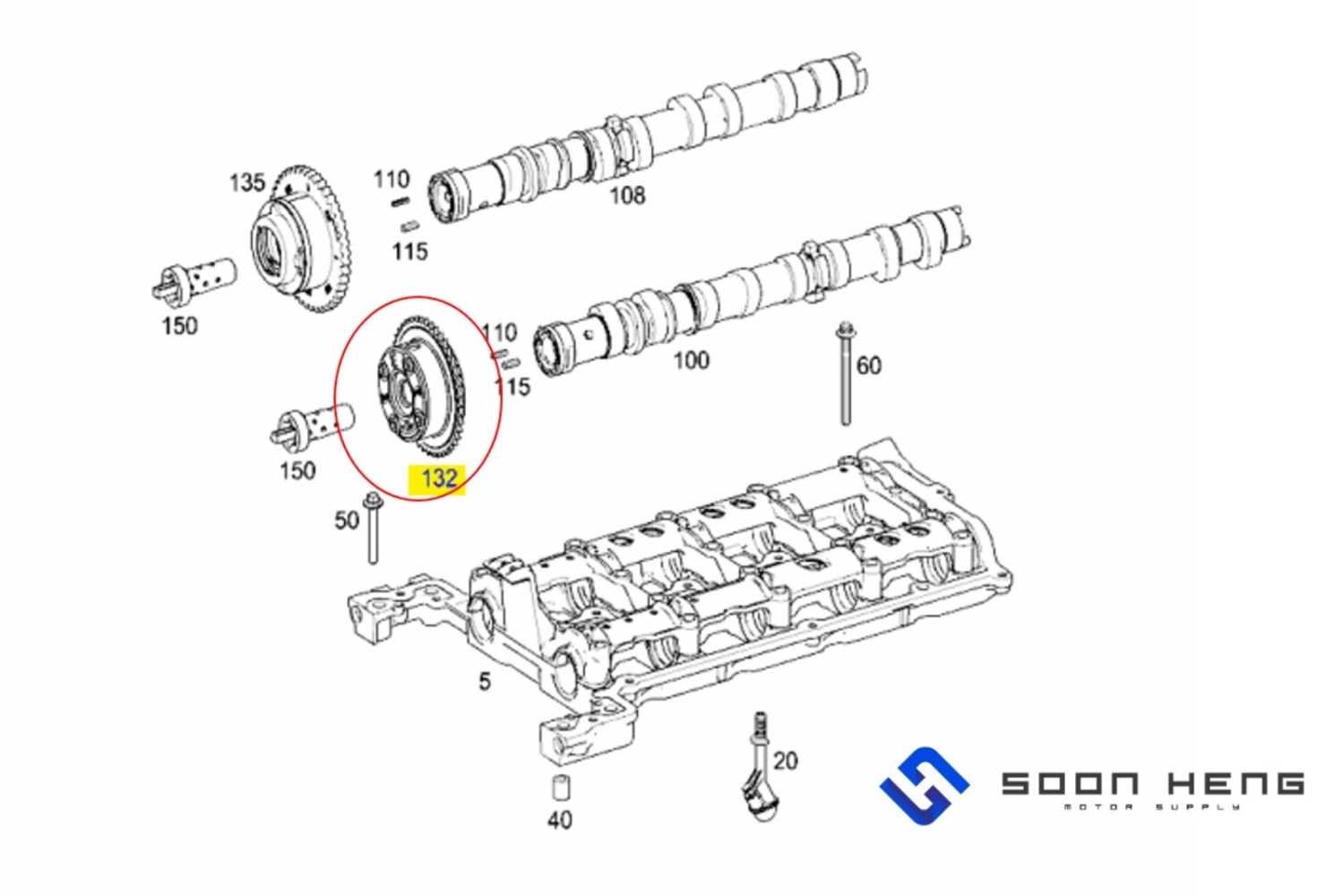 Mercedes-Benz W204, C204, W212, C207 and R172 with Engine M271.8 (CGI) - Intake Side Camshaft Adjuster (FEBI)