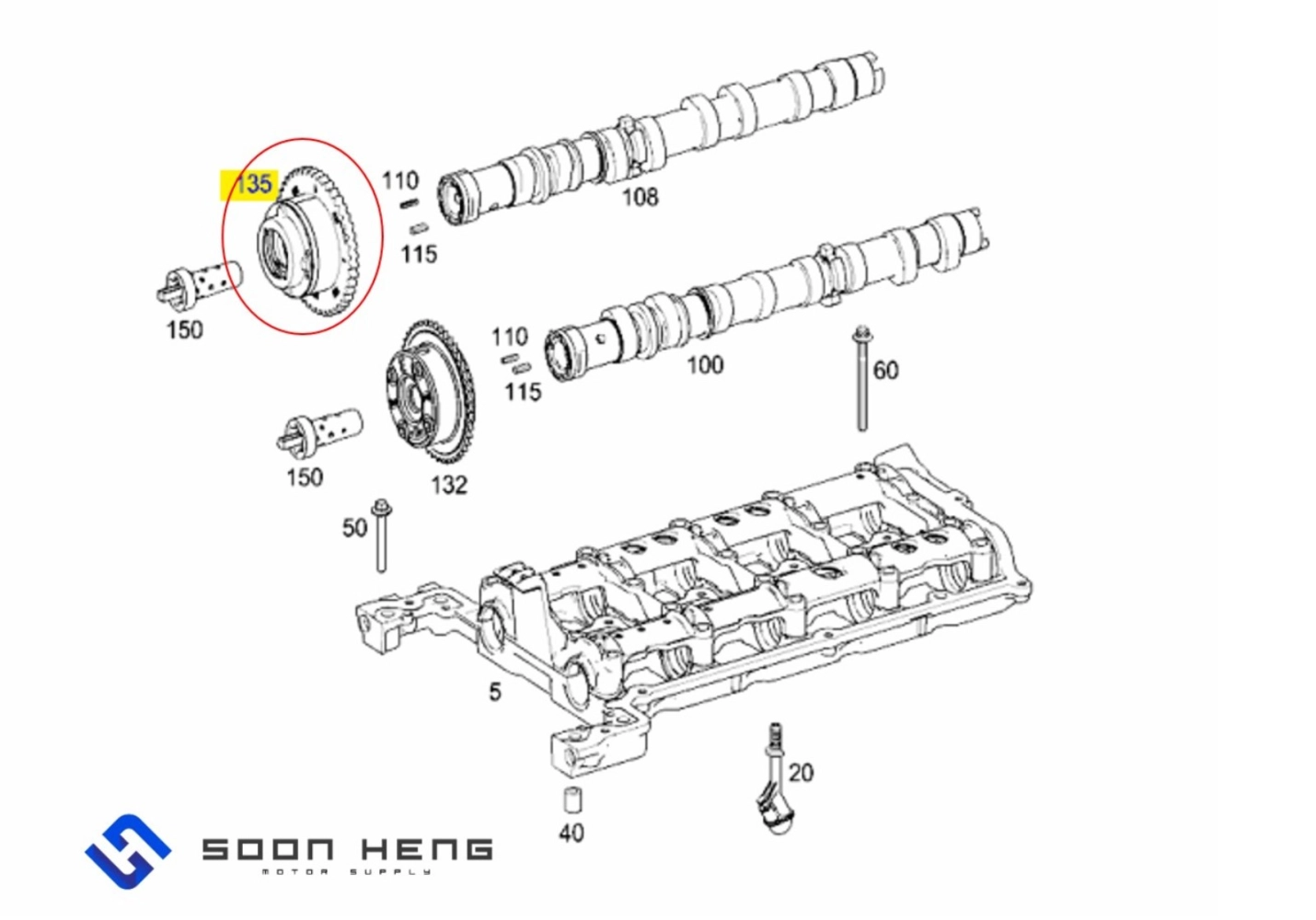 Mercedes-Benz W204, C204, W212, C207 and R172 with Engine M271.8 (CGI) - Exhaust Side Camshaft Adjuster (FEBI)