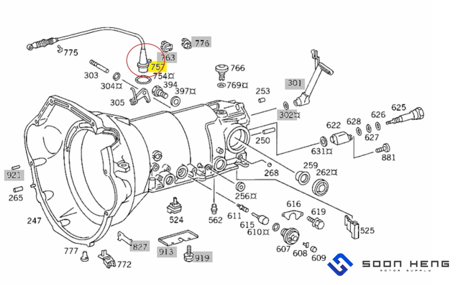 Mercedes-Benz W126 with Automatic Transmission 722.300, 722.306 and 722.309 - Pressure Control Cable (Original MB)