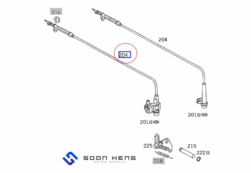 Mercedes-Benz W124 with Automatic Transmission 722.4 - Pressure Control Cable (Original MB)