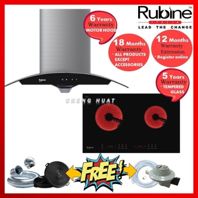 RUBINE STAINLESS STEEL HOOD RCH-MARIA-SS + SCHOTT CERAN GLASS RCE-ASTER72-BL