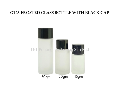 G123 FROSTED GLASS BOTTLE BLACK CAP