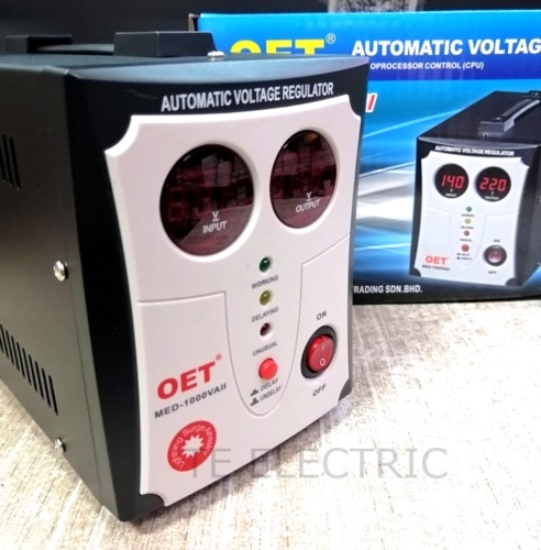 OET MED-1000VAII AUTOMATIC VOLTAGE REGULATOR (AVR) HOME / OFFICE /SCHOOL VOLTAGE STABILIZER- 1000VA