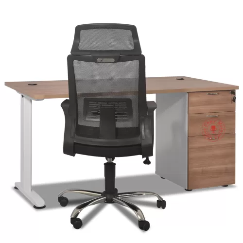 MJD Standard Office Table c/w 2D1F [Promo Set with High Back Chair]