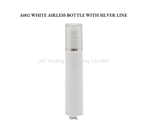 A002 WHITE AIRLESS BOTTLE + SILVER LINE