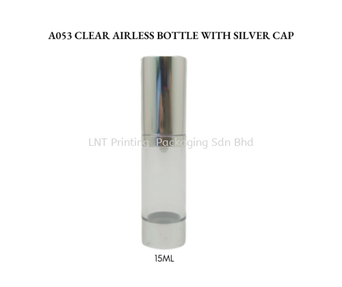 A053/15C CLEAR AIRLESS BOTTLE WITH SILVER CAP