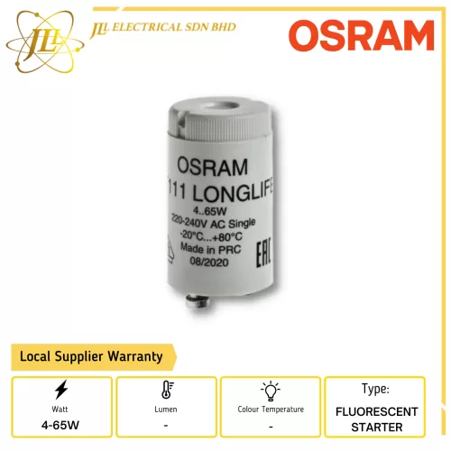OSRAM Fluorescent Tube St 111 Starter 4–65W 220–240V AC Single Operation
