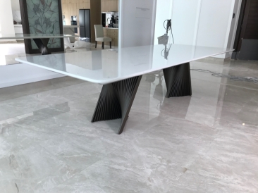 Luxury White Marble Dining Table | Sivec White | 10 Seaters | 9ft | Stain Free