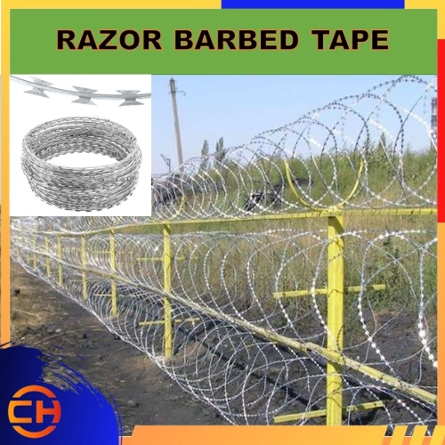 Flat Wrap Razor Barbed Tape Galvanised  500mm/ 700mm/ 1000mm Diameter