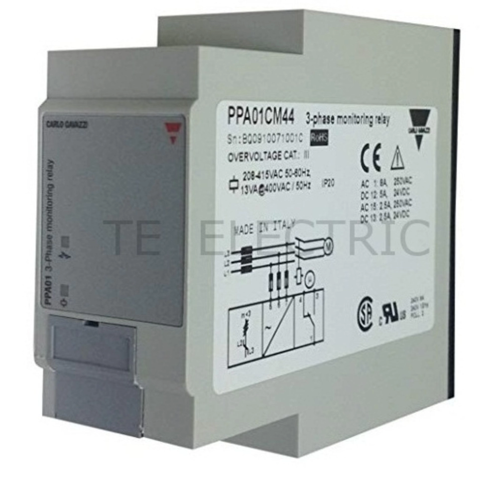 CARLO GAVAZZI PPA01CM44 THREE PHASE MONITORING RELAY PHASE SEQUENCE 208 ~ 415VAC