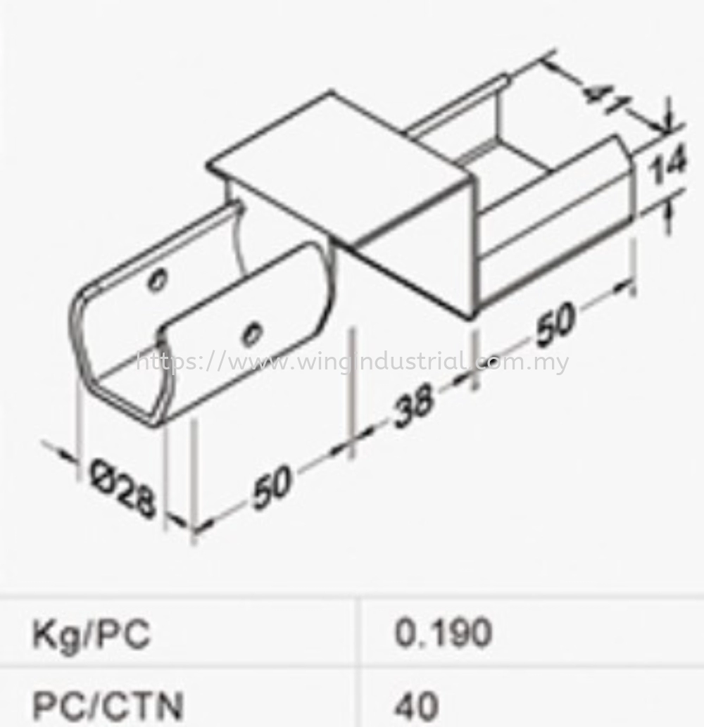 40B Roller to Slide Pipe Bracket Flexible (RH-40BH4B)