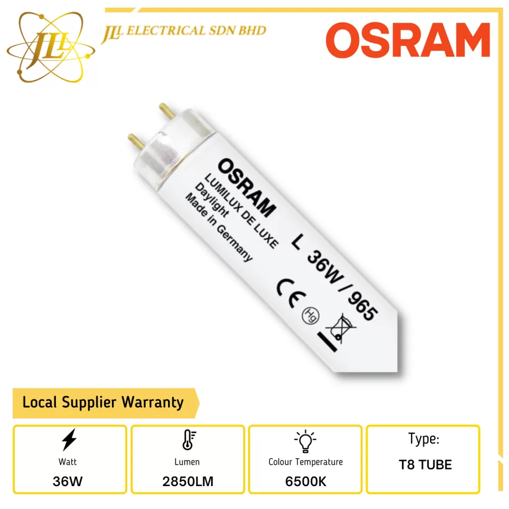 OSRAM LUMILUX DE LUXE L 36W/965 COOL DAYLIGHT 4FEET T8 TUBE Kuala Lumpur  (KL), Selangor, Malaysia Supplier, Supply, Supplies, Distributor | JLL  Electrical Sdn Bhd