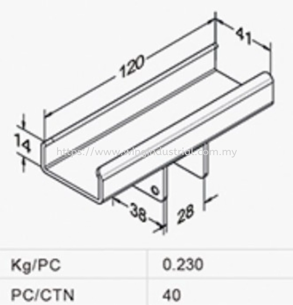 40B Roller Track Mounting Bracket Center Support (RH-40BH6A)