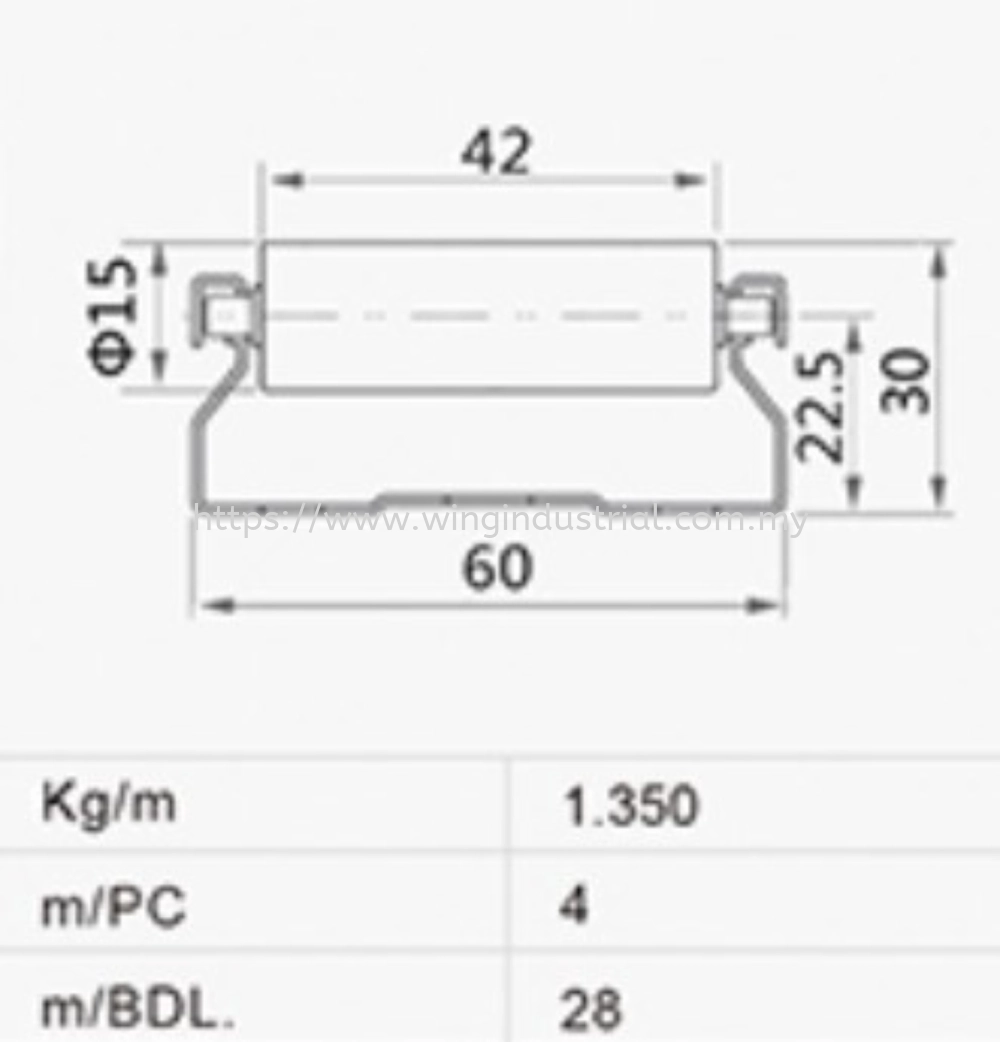 60S Roller Track 4M White (R-6016)