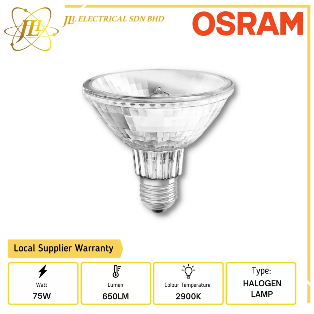 OSRAM 64841 75W 230V 650LM E27 FL 2900K WARM WHITE HALOGEN SPOTLIGHT LAMP  Kuala Lumpur (KL), Selangor, Malaysia Supplier, Supply, Supplies,  Distributor | JLL Electrical Sdn Bhd