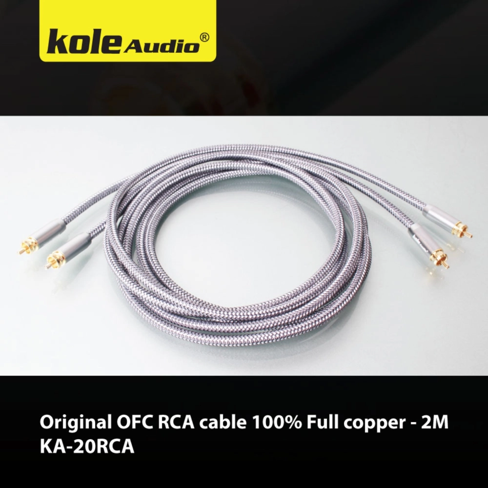 Kole Audio Original OFC RCA cable 100% Full copper 2 Meter (Grey) - KA-20RCA