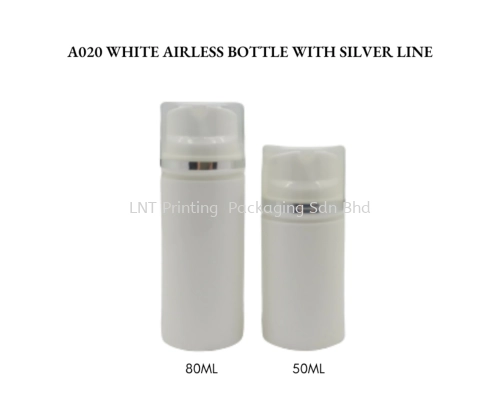 A020 WHITE AIRLESS BOTTLE + SILVER LINE