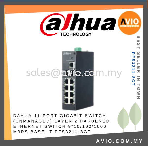 Dahua 8 Port Gigabit POE Unmanaged Switch Ethernet RJ45 LAN Network 2x SFP Gigabit Port 120Watt max 250m PFS3211-8GT SWITCH DAHUA Johor Bahru (JB), Kempas, Johor Jaya Supplier, Suppliers, Supply, Supplies | Avio Digital