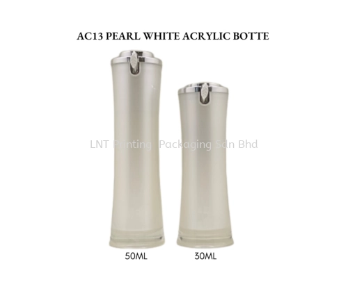 AC13 PEARL WHITE ACRYLIC BOTTLE WITH SILVER PUMP