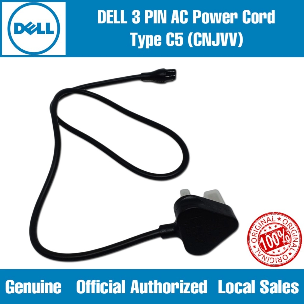 CPA-CNJVV OFFICIAL DELL 3 Pin Laptop Power Cable Cord C5 Notebook Wayar Laptop Power Supply Charger Cable