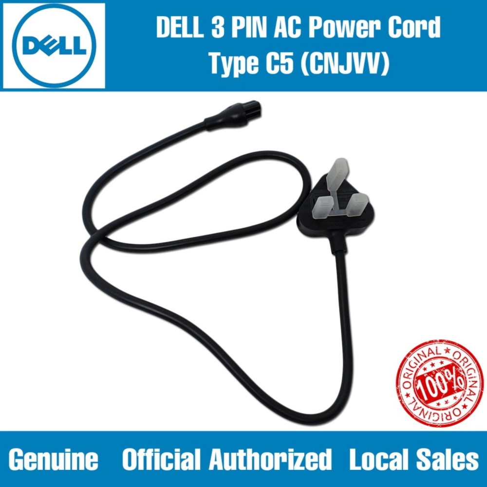 CPA-CNJVV OFFICIAL DELL 3 Pin Laptop Power Cable Cord C5 Notebook Wayar Laptop Power Supply Charger Cable