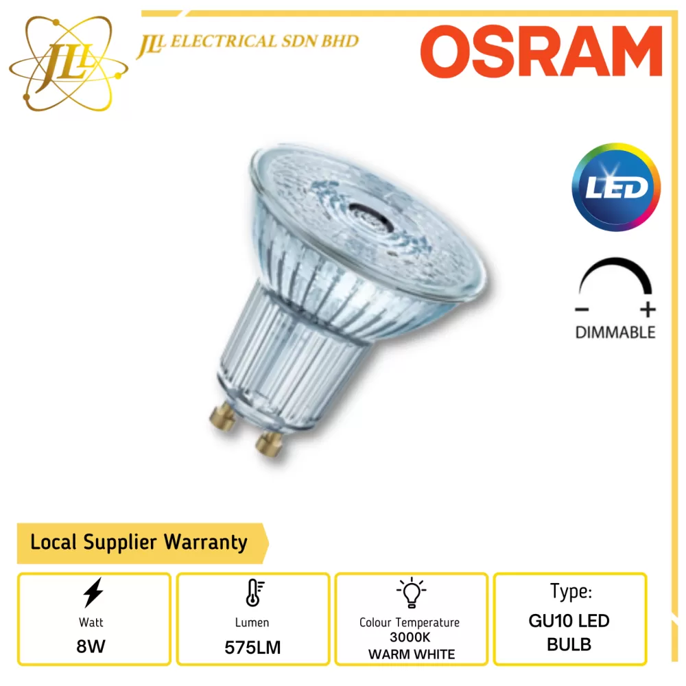OSRAM 8W 220-240V 575LM 3000K WARM WHITE GU10 DIMMABLE LED BULB Kuala  Lumpur (KL), Selangor, Malaysia Supplier, Supply, Supplies, Distributor |  JLL Electrical Sdn Bhd