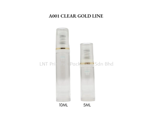 A001 CLEAR AIRLESS BOTTLE + GOLD LINE