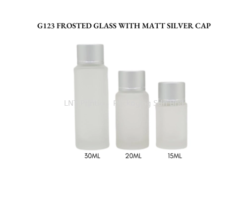 G123 FROSTED GLASS BOTTLE WITH MATT SILVER CAP 