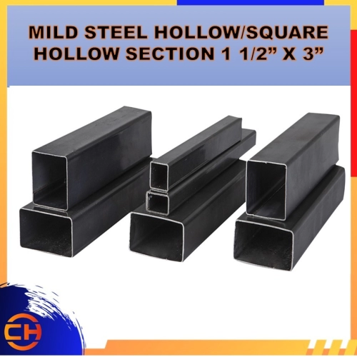 MILD STEEL HOLLOW/SQUARE HOLLOW SECTION/BESI HOLLOW 1 1/2" X 3" X 6MTR (38MM X 75MM )(1.2MM/1.6MM/1.9MM/2.3MM /3.0MM+/-)