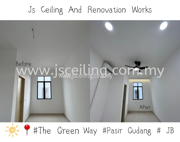 Cornice Ceiling Design ,#Pasir Gudang #Jb area, Siap Wiring & Led Downlight. Welcome to inquire about us tq Cornices Ceiling #Pasir Gudang #The Green Way# Johor Bahru (JB) Design, Supply, Supplier | JS Ceiling and Renovation Works